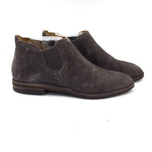 TRASK Grey Italian Suede Allison Booties size: 10